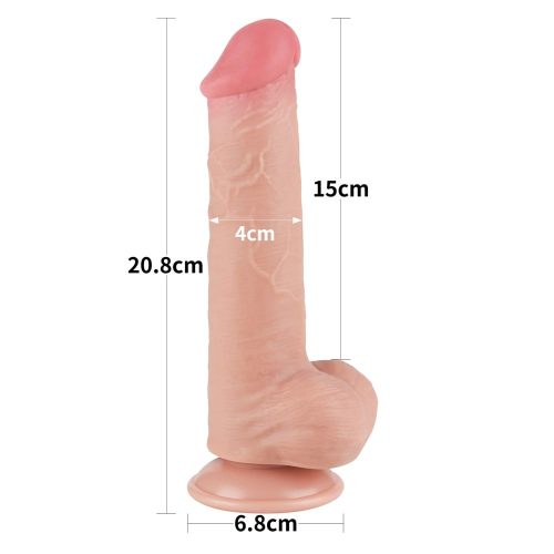 Lovetoy élethű kétrétegű dildó csúszó bőrrel - 21 cm