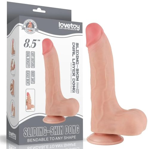 Lovetoy élethű kétrétegű dildó csúszó bőrrel - 22 cm