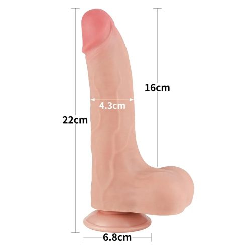 Lovetoy élethű kétrétegű dildó csúszó bőrrel - 22 cm