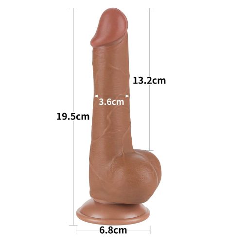 Lovetoy barna kétrétegű dildó csúszó bőrrel - 19 cm