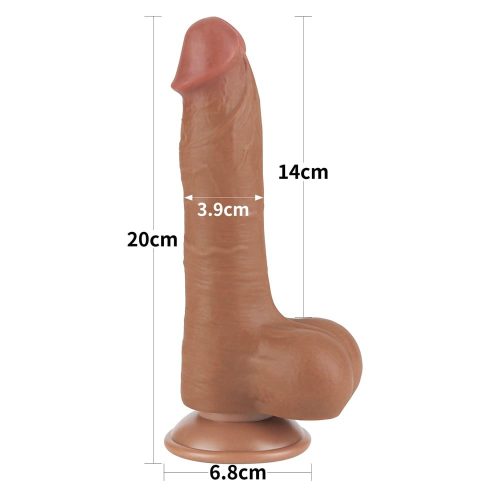 Lovetoy barna kétrétegű dildó csúszó bőrrel - 20 cm