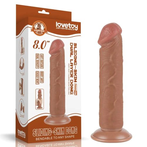 Lovetoy tapadókorongos élethű barna dildó - 20 cm