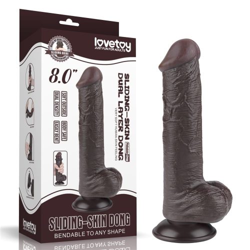 Lovetoy Sliding skin -  fekete dildó csúsztatható bőrrel - 21 cm