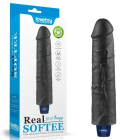 Real Softee tölthető élethű fekete vibrátor - 24 cm
