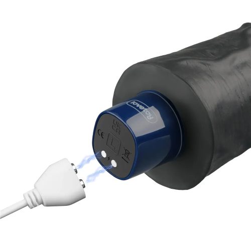 Real Softee tölthető élethű fekete vibrátor - 24 cm