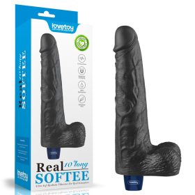 Lovetoy Real Softee élethű fekete herés vibrátor - 25 cm