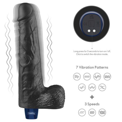 Lovetoy Real Softee élethű fekete herés vibrátor - 25 cm