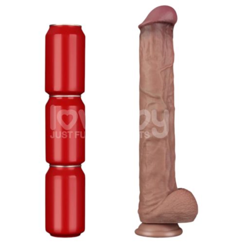 Lovetoy - bőrhatású kétrétegű XXL dildó - 36,5 cm 