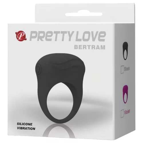 Pretty Love Bertram - vízálló, rezgő fekete péniszgyűrű