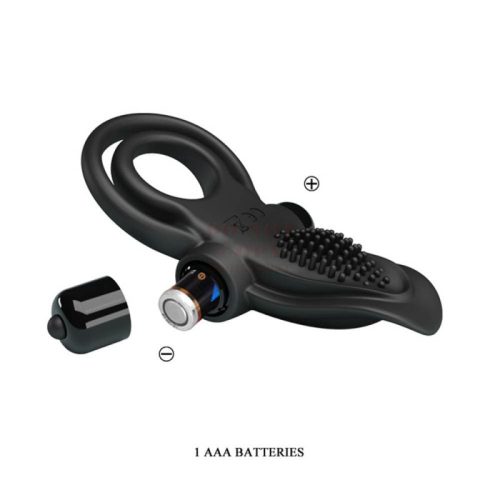 Pretty Love vibrációs  tüskés fekete péniszgyűrű - 10 funkció