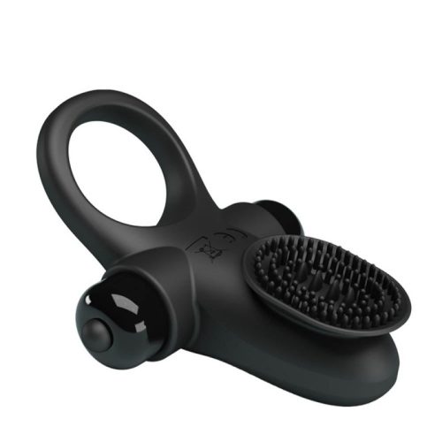 Pretty Love tüskés fekete vibrációs péniszgyűrű
