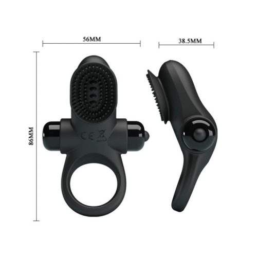 Pretty Love tüskés fekete vibrációs péniszgyűrű