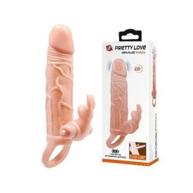  Pretty Love Brave vibrációs nyuszikaros péniszköpeny - testszín