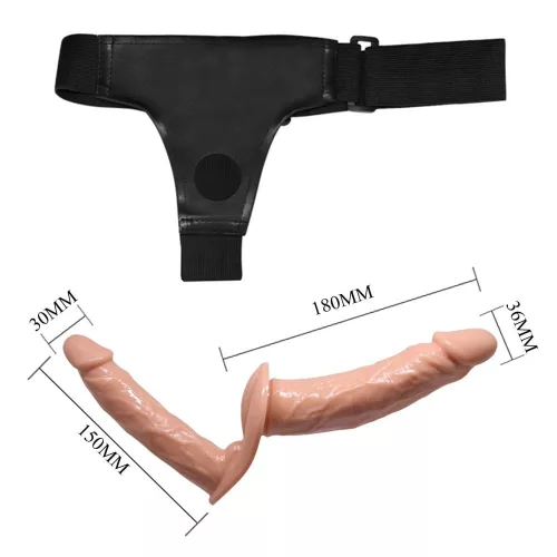 Ultra felcsatolható élethű dupla dildó - 18 cm