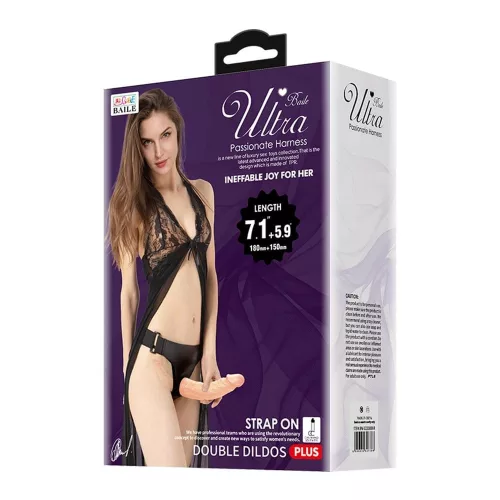 Ultra felcsatolható élethű dupla dildó - 18 cm
