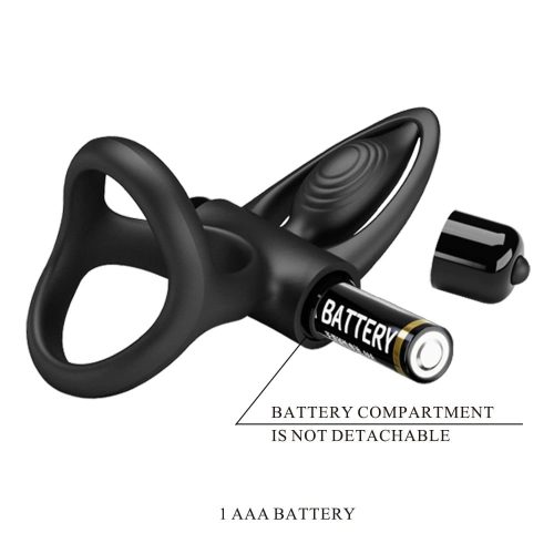 Pretty Love vibrációs fekete péniszgyűrű heregyűrűvel 