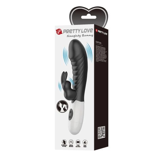Pretty Love Naughty nyuszis szilikon vibrátor - fekete
