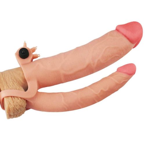 Lovetoy vibrációs péniszköpeny anál dildóval - 21 cm