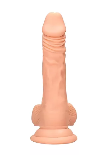 RealRock - tapadókorongos testszínű herés dildó - 17 cm