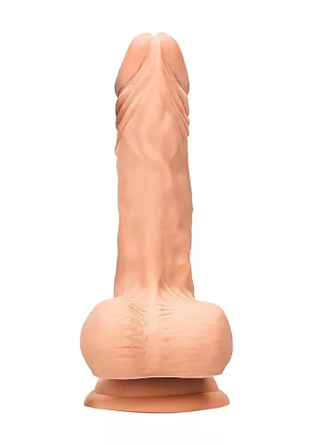 RealRock - tapadókorongos testszínű herés dildó - 17 cm