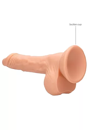RealRock - tapadókorongos testszínű herés dildó - 17 cm