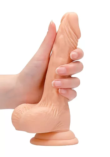 RealRock - tapadókorongos testszínű herés dildó - 17 cm