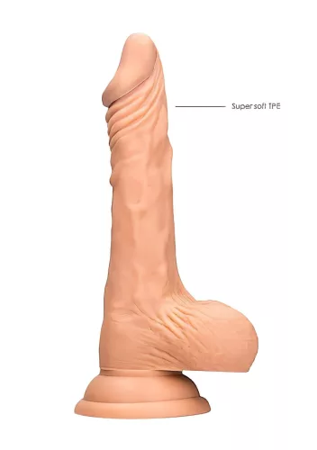 RealRock - tapadókorongos testszínű herés dildó - 21 cm