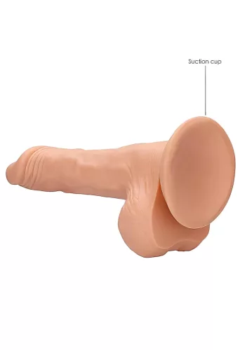 RealRock - tapadókorongos testszínű herés dildó - 21 cm