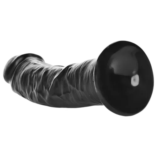 RealRock - tapadókorongos fekete realisztikus dildó - 15,5cm