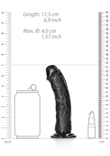 RealRock - tapadókorongos fekete realisztikus dildó - 15,5cm