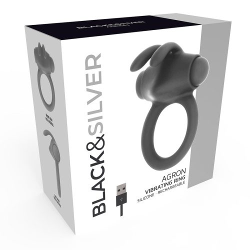 Black& silver Agron szilikon vibrogyűrű