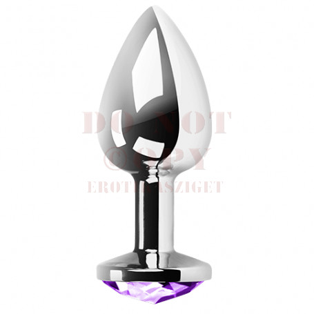 Exkluzív fémdobozos análkúp lila kővel - közepes