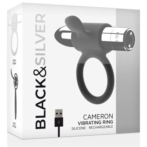 Black& silver Cameron tölthető szilikon vibrogyűrű