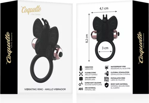 Coquette pillangós vibrációs péniszgyűrű tárolóban