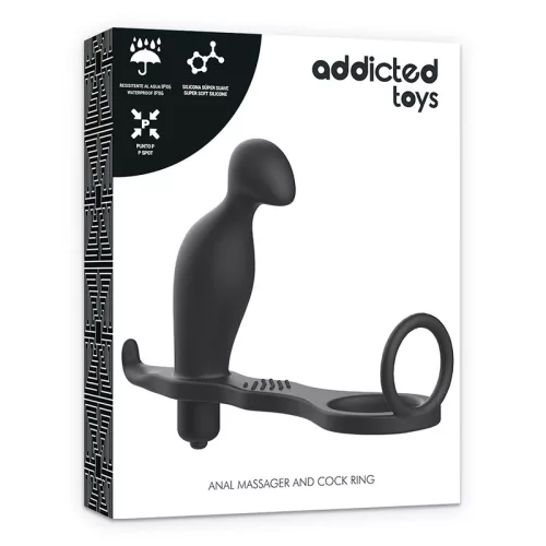 Addicted akkus prosztata vibrátor pénisz és heregyűrűvel