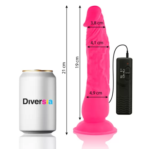 Diversia rózsaszín letapasztható vibrációs pénisz - 21 cm