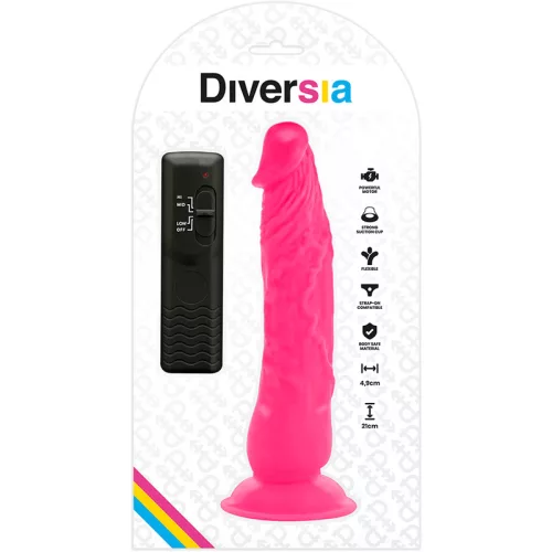 Diversia rózsaszín letapasztható vibrációs pénisz - 21 cm