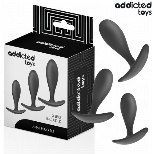 Addicted toys szilikon fekete anal plug szett - 3 db