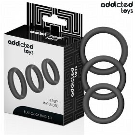 Addicted toys fekete szilikon péniszgyűrű szett - 3 db