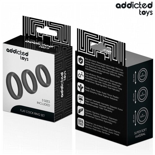 Addicted toys fekete szilikon péniszgyűrű szett - 3 db