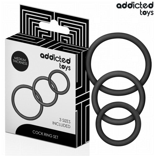 Addicted toys szilikon péniszgyűrű szett - fekete