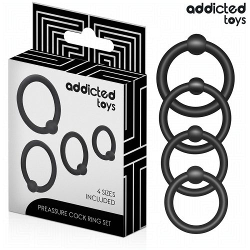 Addicted toys golyós szilikon péniszgyűrű szett - 4 db