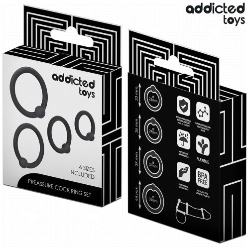 Addicted toys golyós szilikon péniszgyűrű szett - 4 db