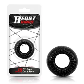 Beast szuper rugalmas csíkos fekete péniszgyűrű - 1,9 cm