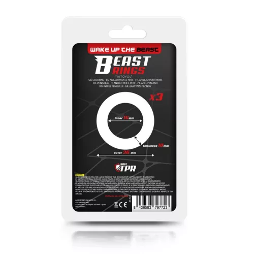 Beast - 3 darabos rugalmas péniszgyűrű szett