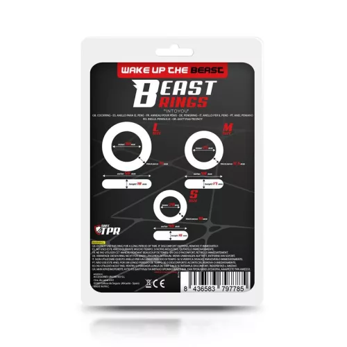 Beast - 3 db áttetsző rugalmas péniszgyűrű szett