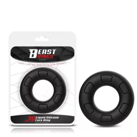 Beast folyékony szilikon fekete péniszgyűrű - 3 cm