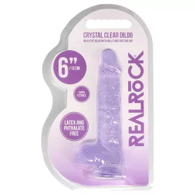 RealRock - átlátszó lila élethű dildó - 15cm