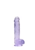RealRock - átlátszó lila élethű dildó - 15cm