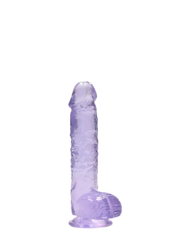RealRock - átlátszó lila élethű dildó - 15cm
